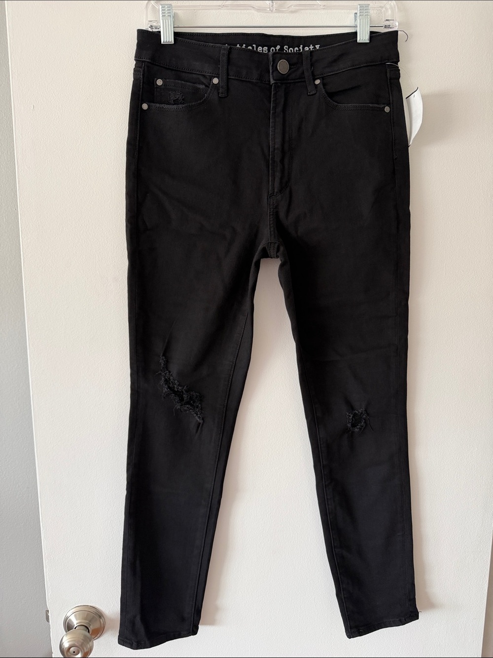 NWT Articles of Society Peterson Black High Rise Distressed Skinny Jeans Size 27
